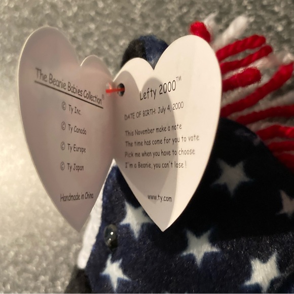 NWT Vintage “Lefty 2000” Beanie Baby. Date of birth 7/4/2000. - Picture 10 of 16